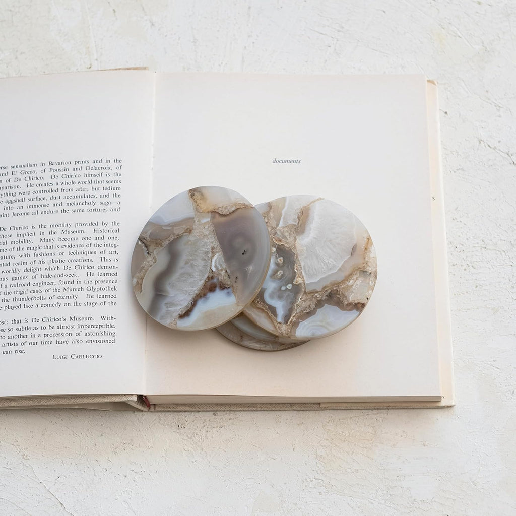 Round Agate Coasters, Multicolor - Set of 4