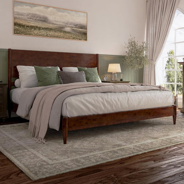 Pasadena King Solid Wood Low Profile Platform Bed, Walnut