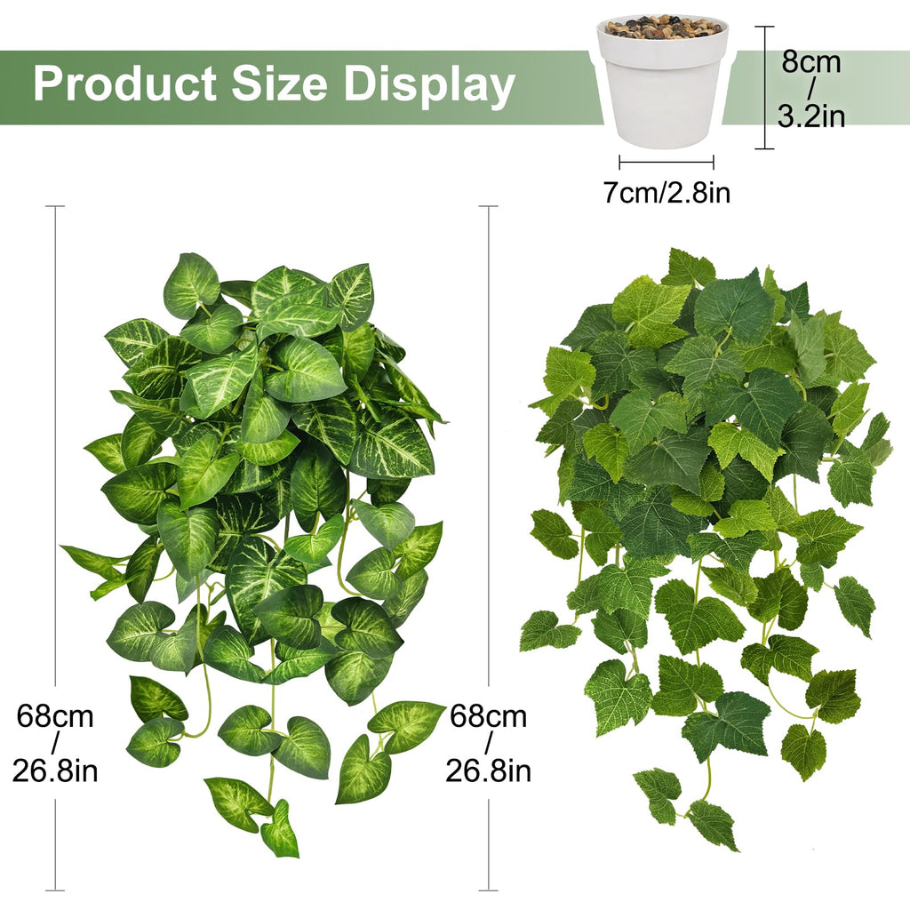 2 Pack Artificial Hanging Plants with White Pots 26.8''