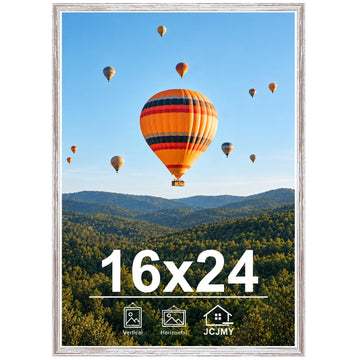16x24 Picture Frame Rustic White for Poster Photo Picture and 40x60 cm Canvas, Horizontal and Vertical Formats for