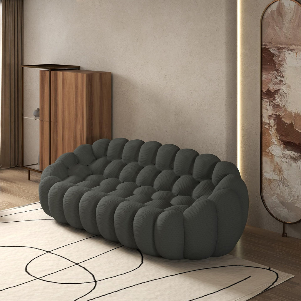 Bubble Couch, Modern Curved Couch, Memory Foam Round Lazy Floor, 3D Honeycomb Bubble Curved Sofas (Dark Grey, 98.43")