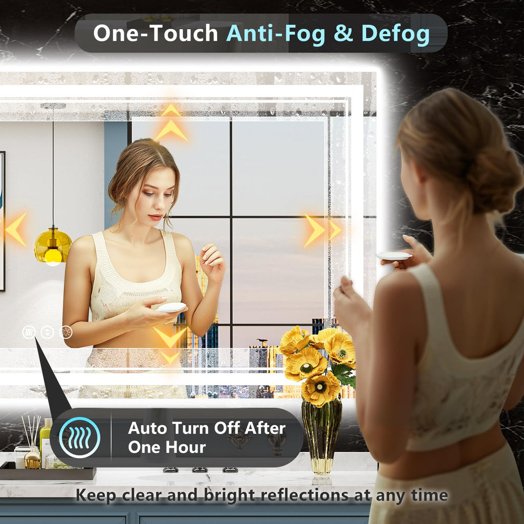 88x38 LED Bathroom Mirror, Backlit & Front Lit Lighted Mirror