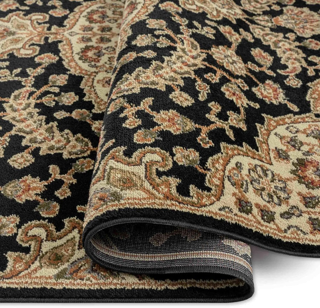 Dynamix Royalty Medallion Traditional Area Rug, Black/Ivory, 7'8"x10'4"
