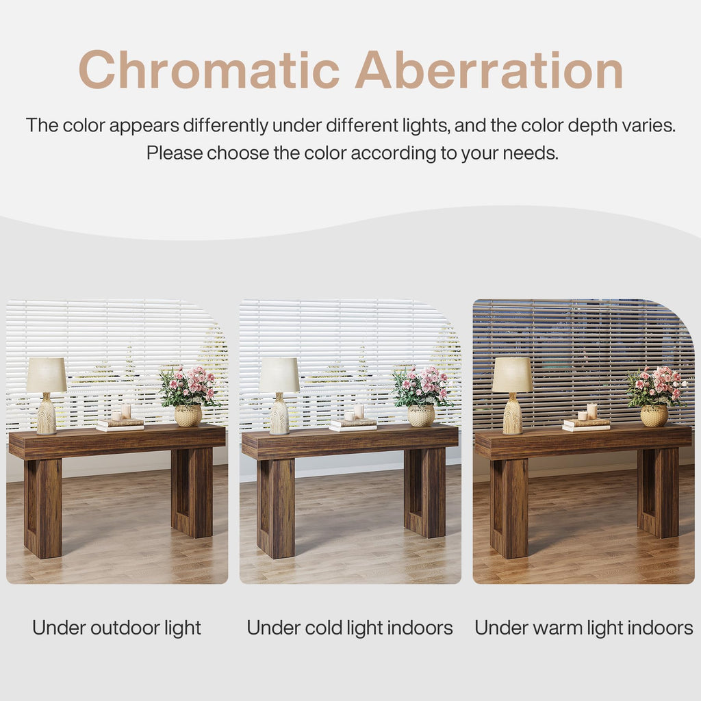63-Inch Long Console Table, MDF Wood Grain Rectangular Sofa Table Behind The Couch, Farmhouse Entryway Table for