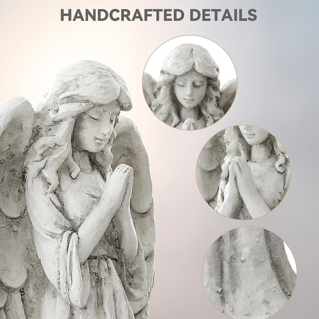 Praying Angel Statue Outdoor, Large Standing Garden Decor Figurine | Catholic Sculpture for Yard, Patio, or Cemetery.