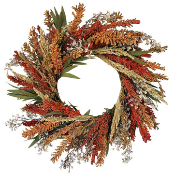 22'' Fall Rustic Harvest Wreaths with Grain Wheat for Front Door
