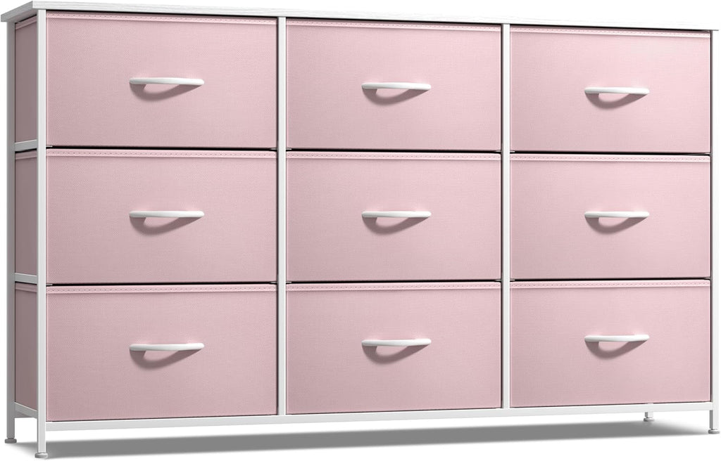 Kids Dresser with 9 Drawers - Storage Unit Organizer Chest for Clothes - Bedroom, Kids Room, Nursery, & Closet