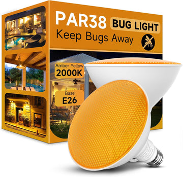 PAR38 LED Bug Lights for Outside, Amber Yellow 150W Equivalent