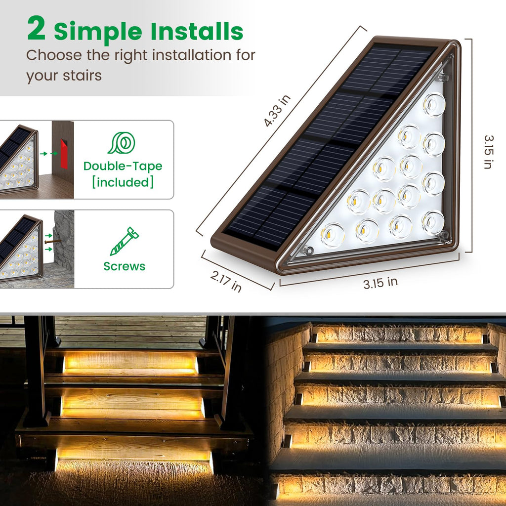 Solar Step Lights for Outside, 6pack Solar Stair Lights Outdoor Waterproof IP67, Outdoor Deck Step Light LED for