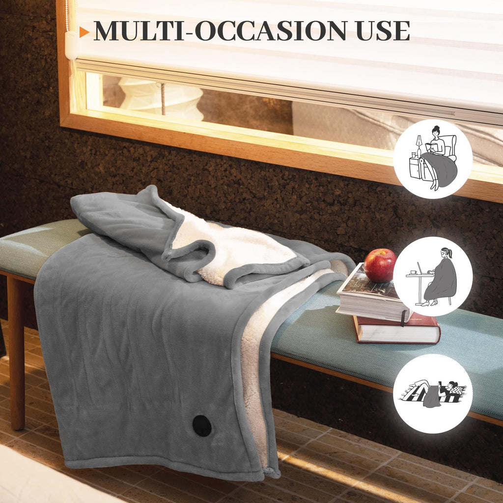 Heated Blanket 50"x60"- Cozy Warm Electric Throw(Gray)