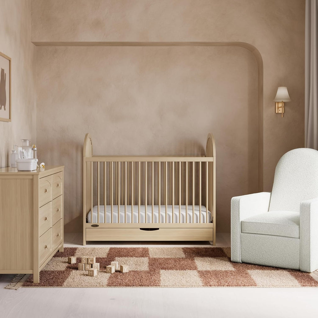 Olivia 3-in-1 Convertible Crib with Drawer (Driftwood) - Converts from Baby Crib to Toddler Bed and Daybed