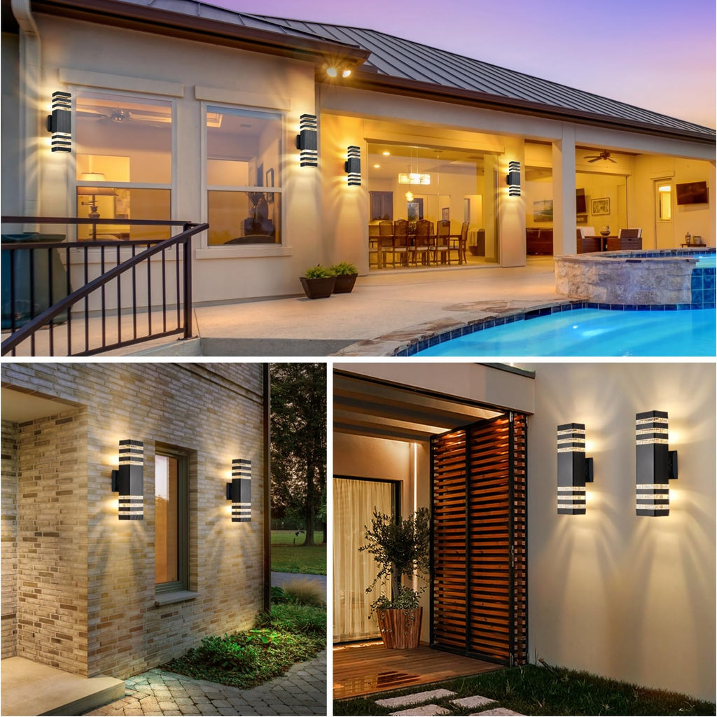 2 Pack Outdoor Wall Lights, Modern Outdoor Light Fixture Wall Mount Outside Lights, Waterproof Aluminum Up and Down
