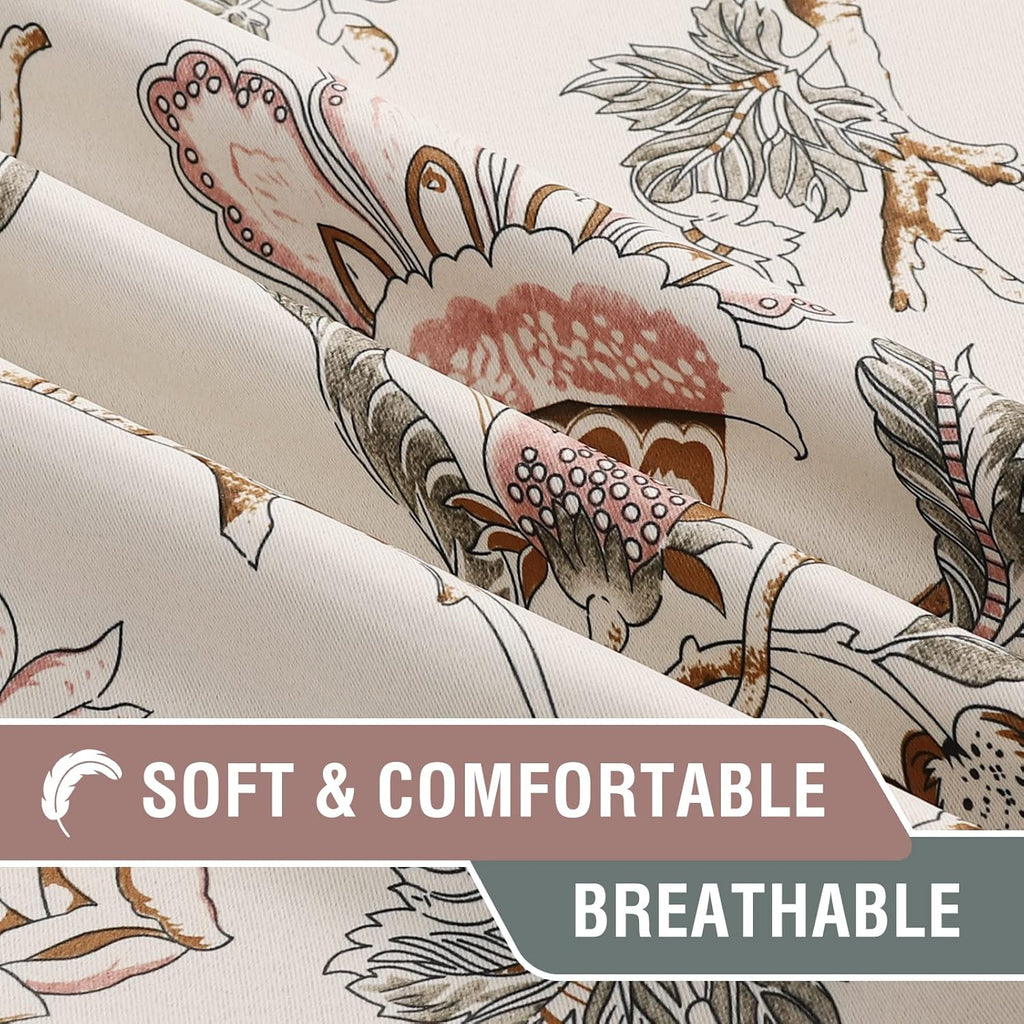 Blackout Curtains 96 Inch Length 2 Panels Set Floral Print Curtain Drapes for Living Room Thermal Insulated Grommet