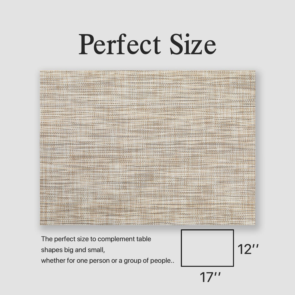 Placemats Set of 8 - Easy Clean Woven Vinyl Placemats for Dining Table, Indoor/Outdoor Place Mats, Washable PVC Table