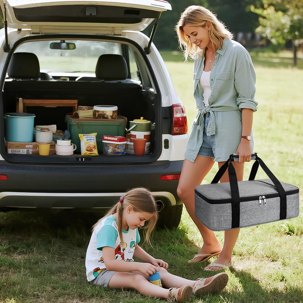 Insulated Casserole Carrier, Lasagna Lugger Tote Keeps Food Hot or Cold, Thermal Lunch Bag Warmer & Cooler Carrier
