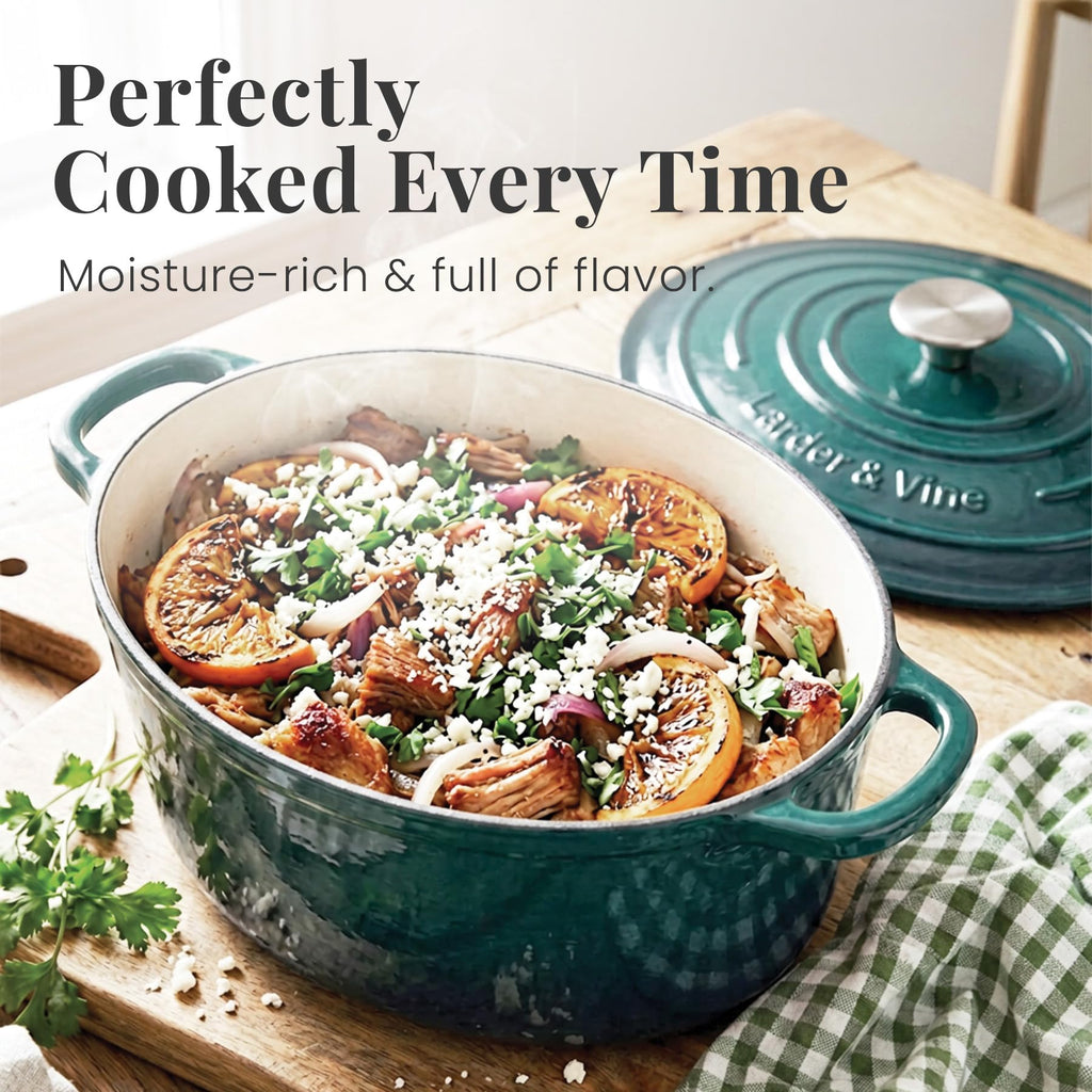 8 qt Oval Enameled Cast Iron Dutch Oven Pot, Bondi
