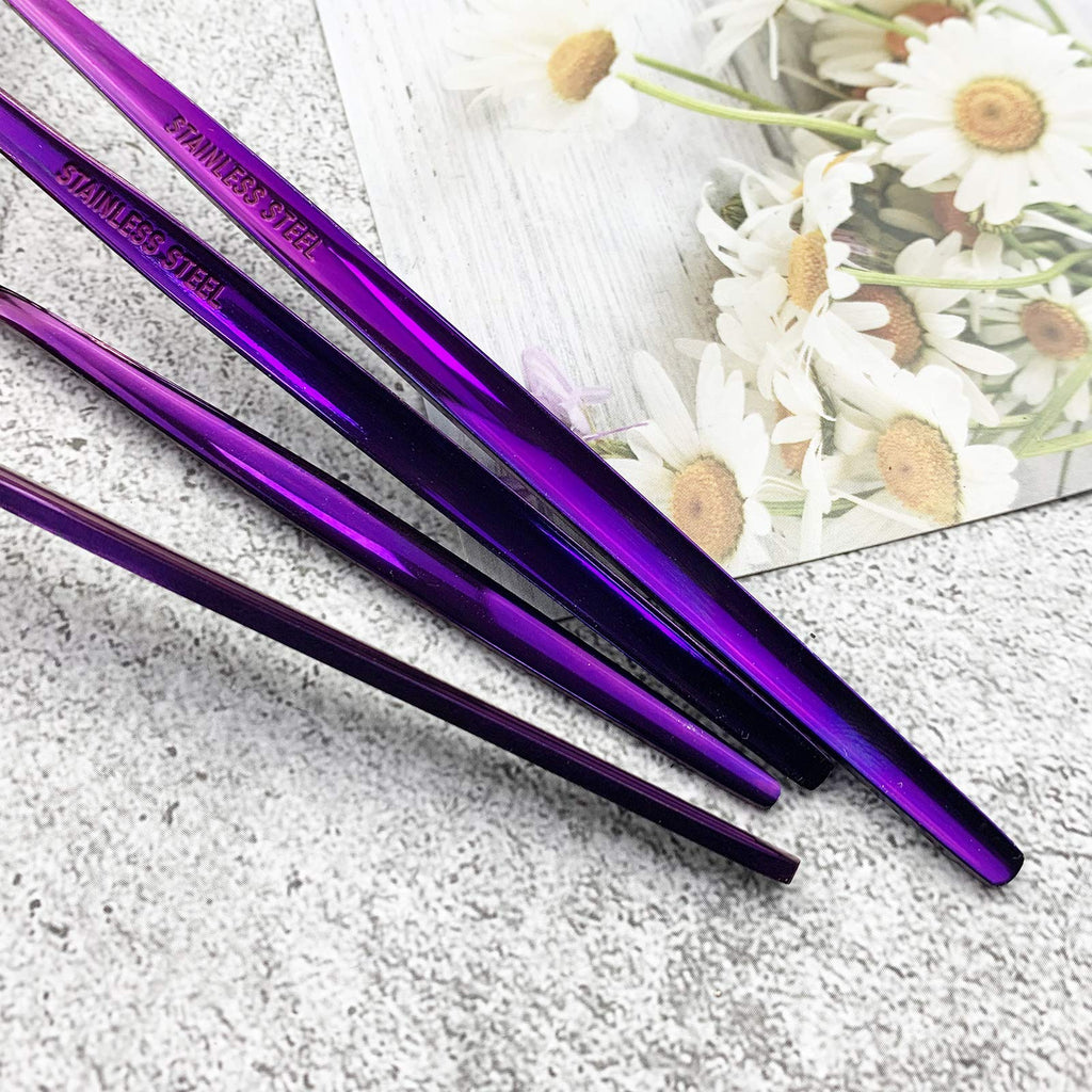 Silverware Set, Mirror Polished Purple Flatware Cutlery Set Service for 4, Shiny Finish 24 Pieces Stainless Steel