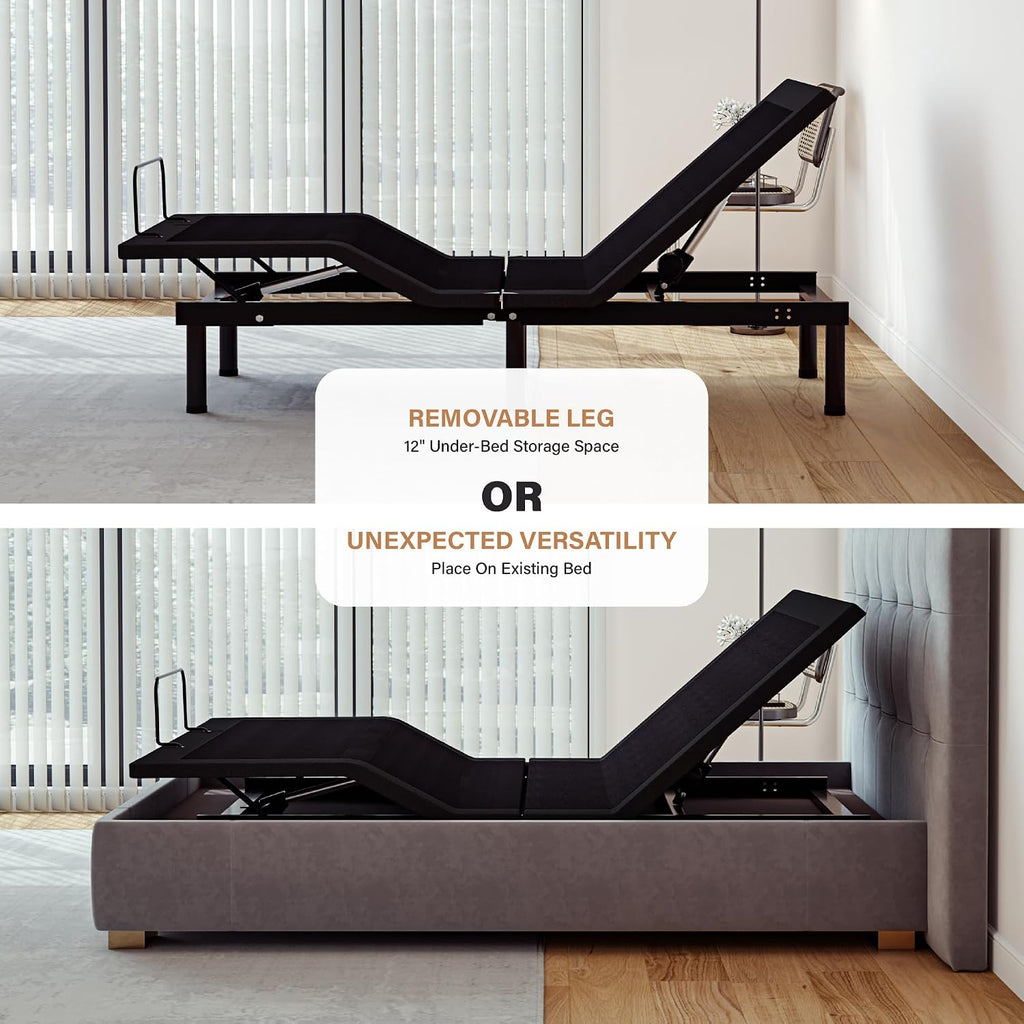 EGOHOME Adjustable Bed Frame Queen and 12 inch Memory Foam Mattress,Wireless Remote Adjustable Bed Base with 12" - Set of 2