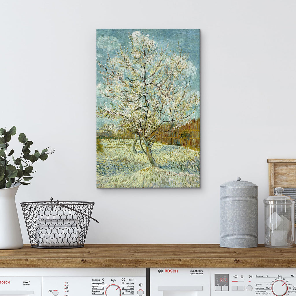 The Pink Peach Tree by Vincent Van Gogh - Canvas Print Wall Art Famous Oil Painting Reproduction - 12" x 18"