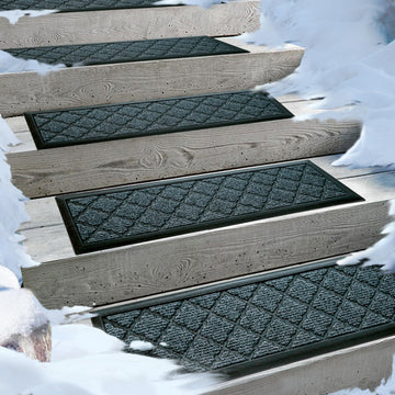 2pcs 8.5" x 30" Outdoor Stair Treads for Dogs on Wooden Steps, Winter, Non Slip Stair Runner Rug Ice Insulation with
