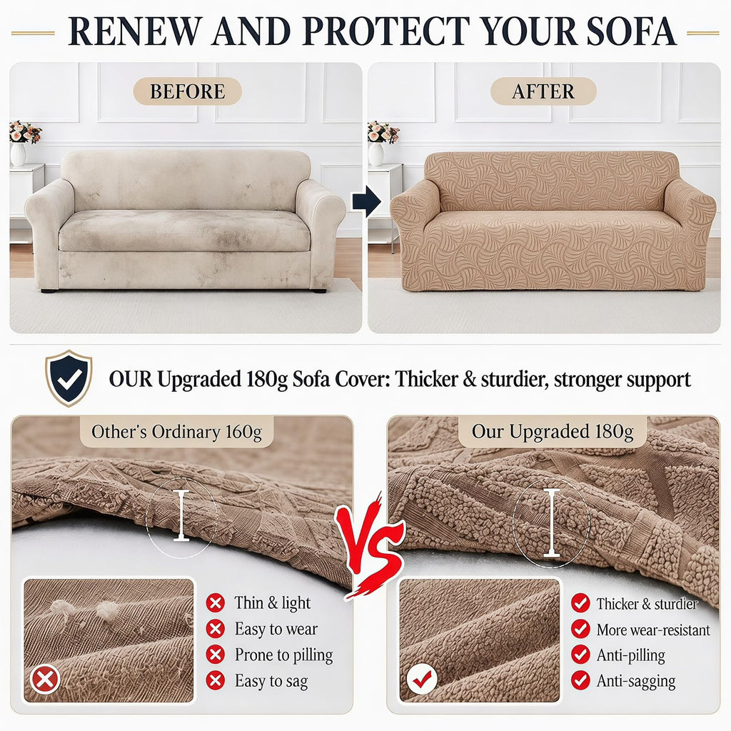 Sofa Slipcover Stretch Jacquard 3-seat Elastic Washable Couch Cover