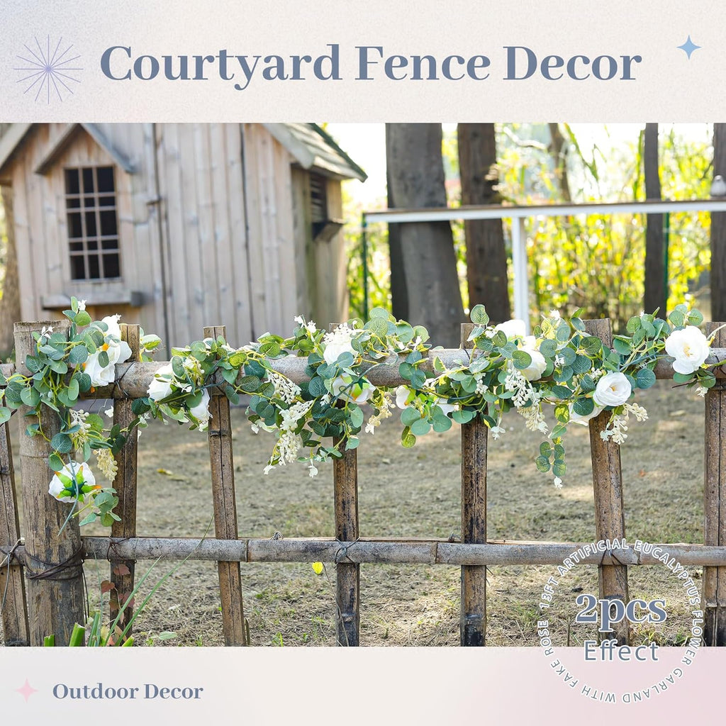 6.5FT Wedding Decor Artificial Flower Eucalyptus Garland - Set of 2