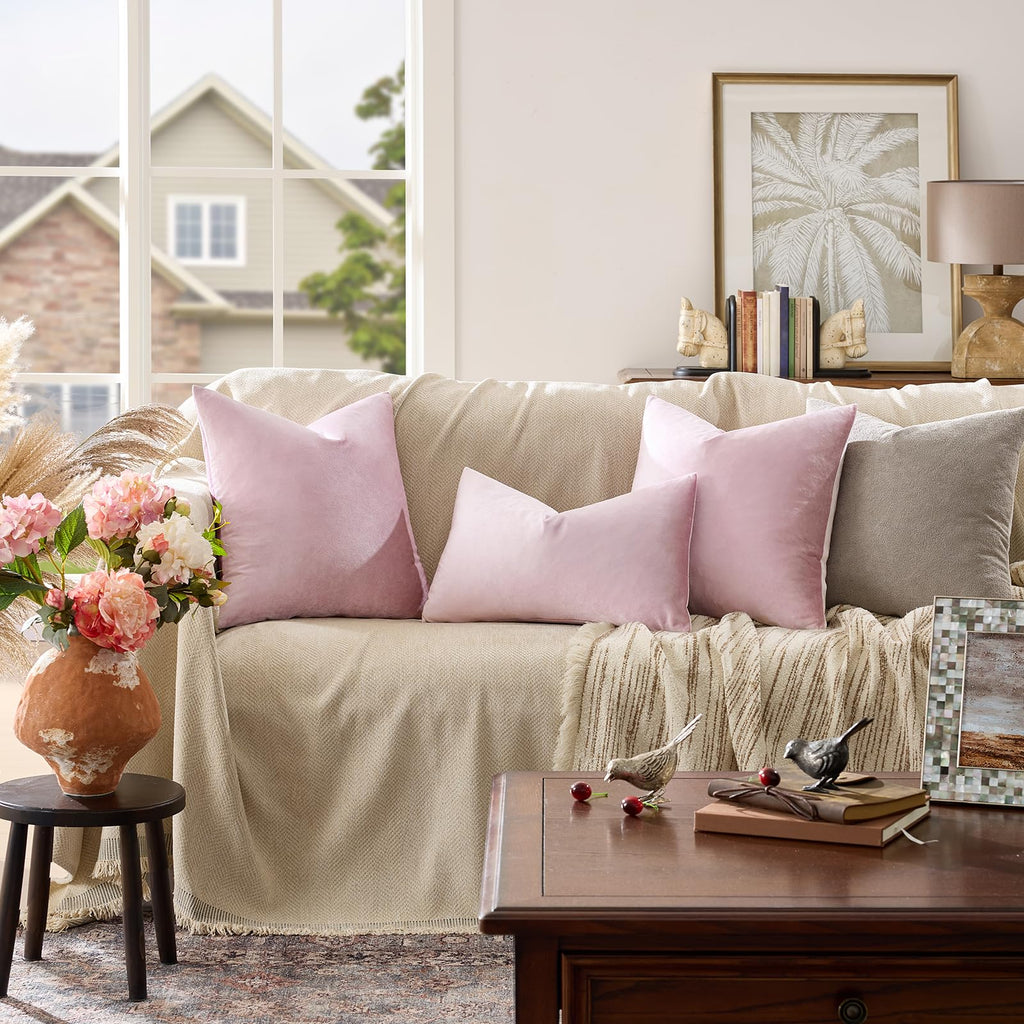 Sweet Lilac Velvet Throw Pillow Covers 20x20 Pack of 2
