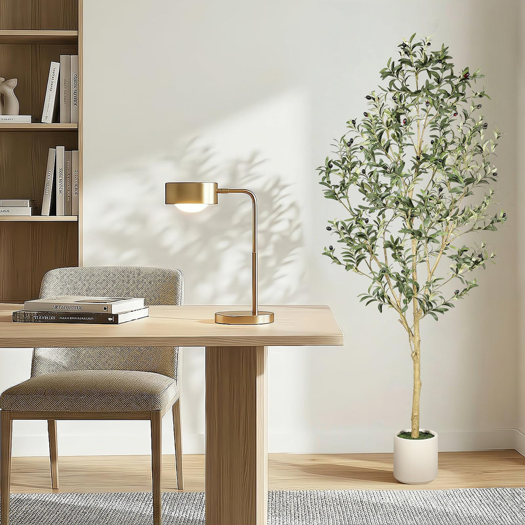 Faux Olive Tree 7ft with Sturdy White Planter