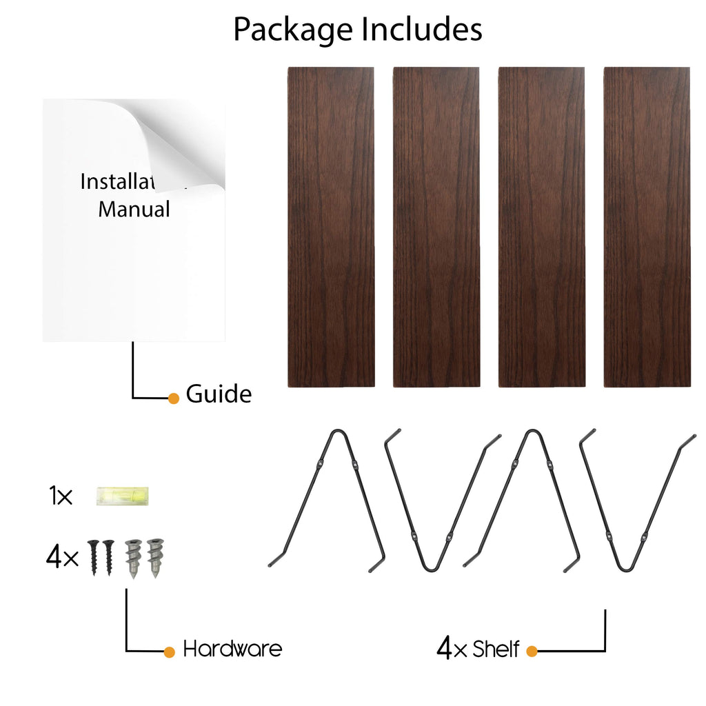 Moma Wall Mounted Narrow Decorative Floating Shelves with Triangle Brackets - Picture Ledge, Display for Collectibles