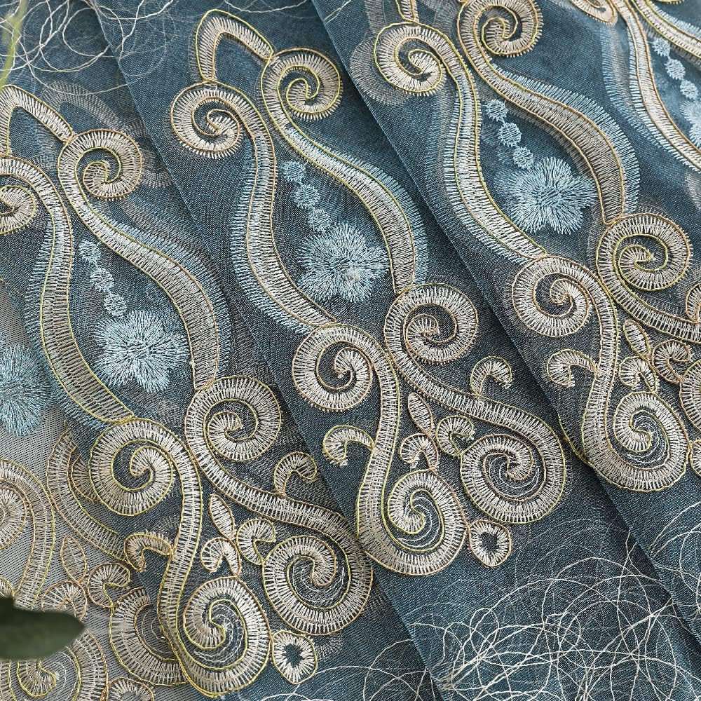 1 Pair European Jacquard Sheer Curtains Embroidered Tulle Curtains Living Room Bedroom Luxury Translucent Window