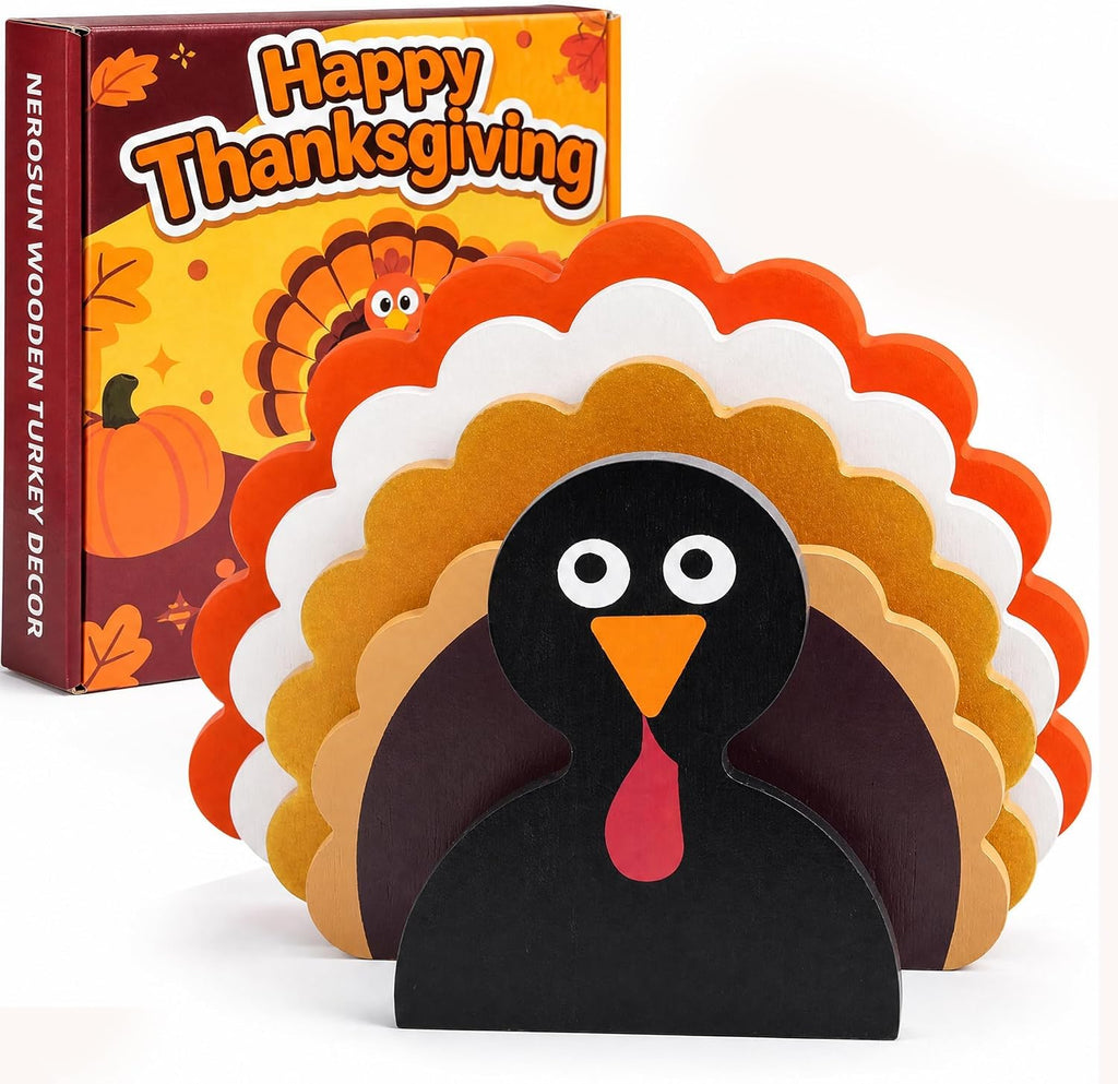 Stackable Wooden Fall Table Turkey Decor