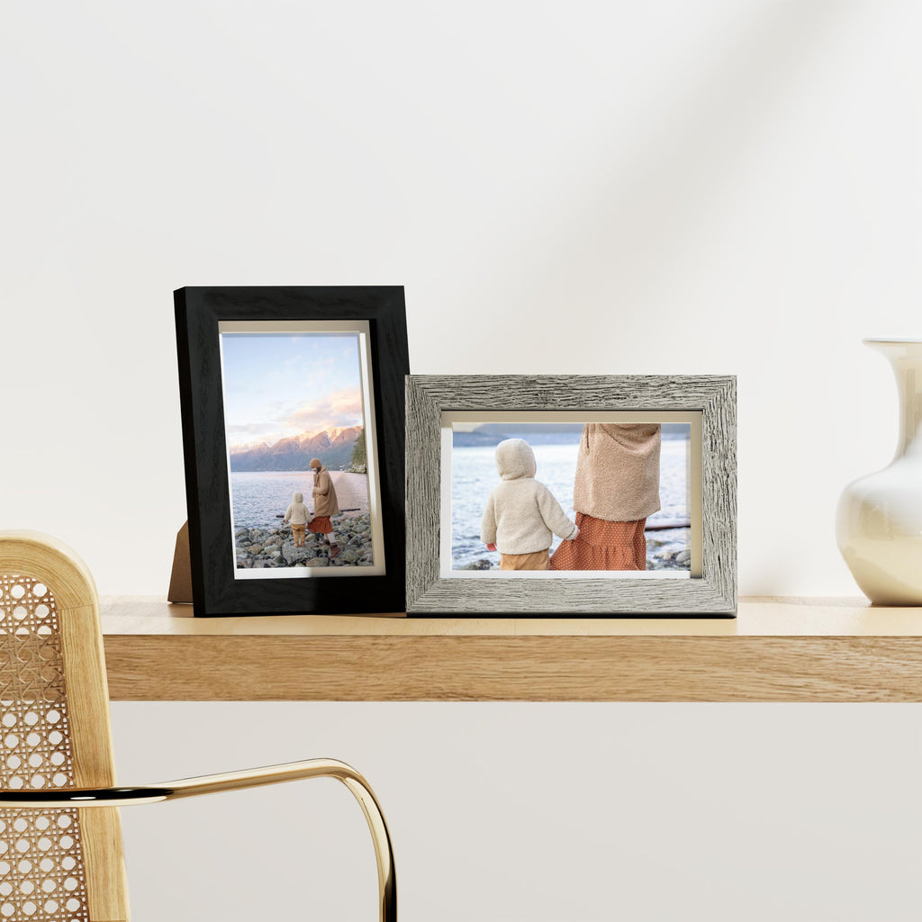 4x6 Picture Frames Set of 9, Wall & Tabletop, Black&Brown&Grey