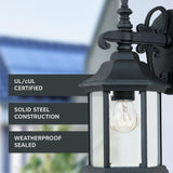 Devonshire Outdoor Light Fixture, 14 Inch Exterior Wall Lantern Sconce for Front Door, Patio and Porch, Black, 2961-BK