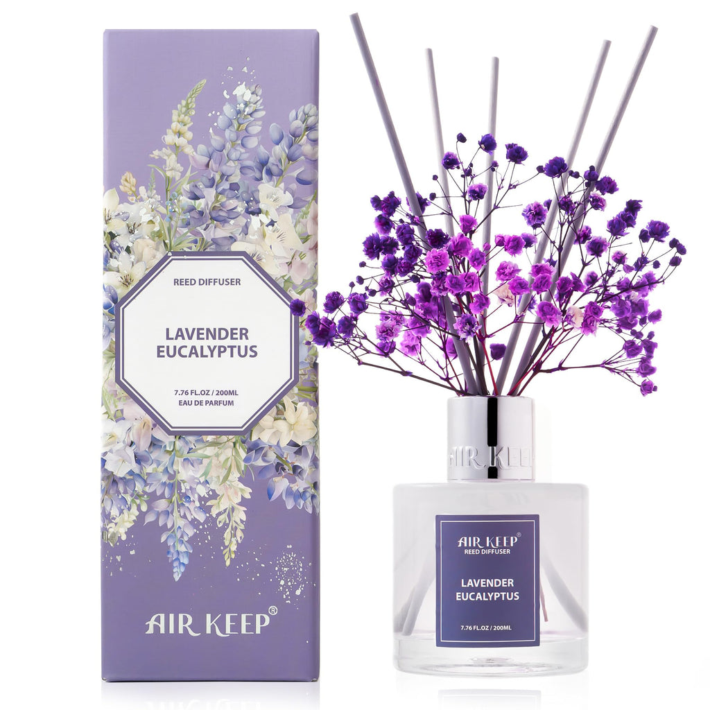 Reed Diffuser Set/Lavender Eucalyptus/6.76 fl oz(200ml)/1 Pack/Home & Office Decor Aromatherapy Diffuser Oil Gift Set