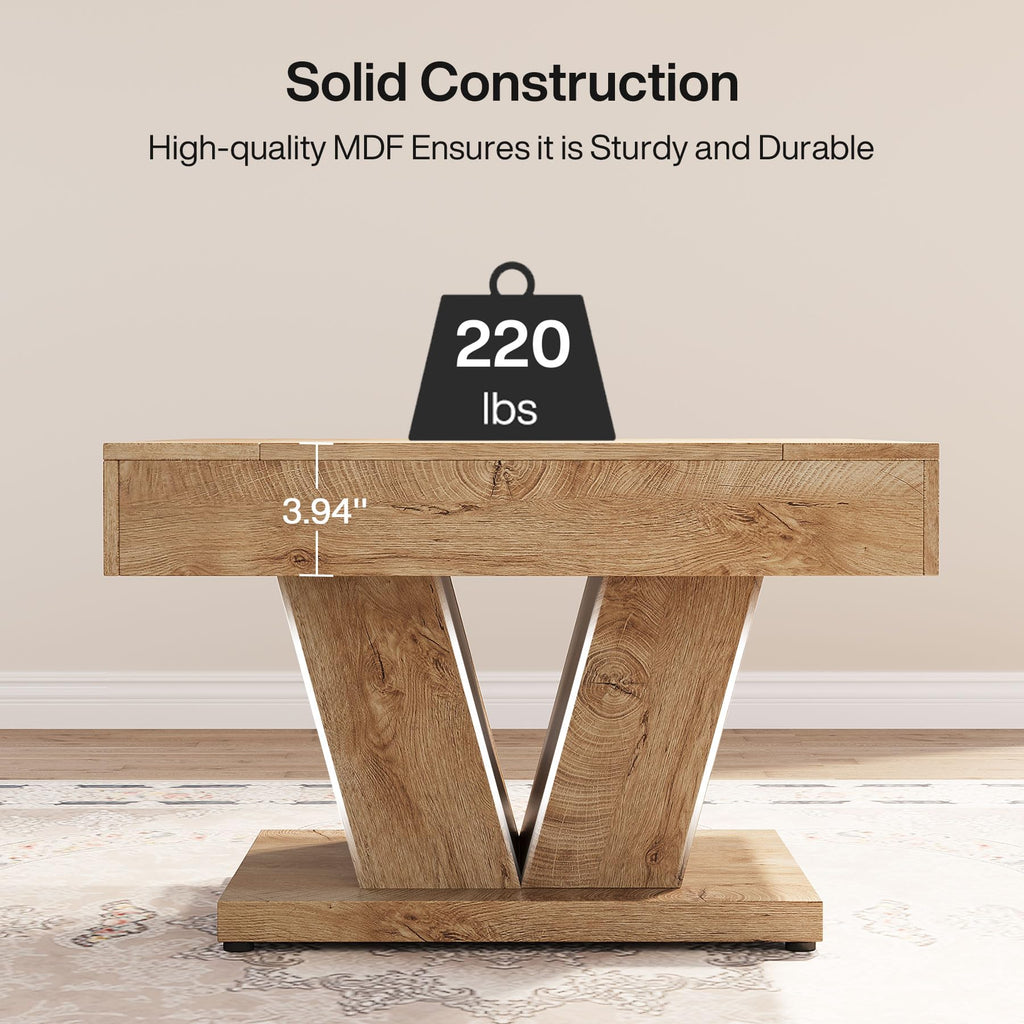 Square Coffee Table, Wood Center Table, 31.5" Modern Cocktail Tea Accent Table, Natural