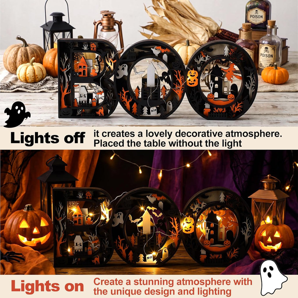 Halloween Decor Indoor Boo Sign Marquee Light up Letters Table Decor