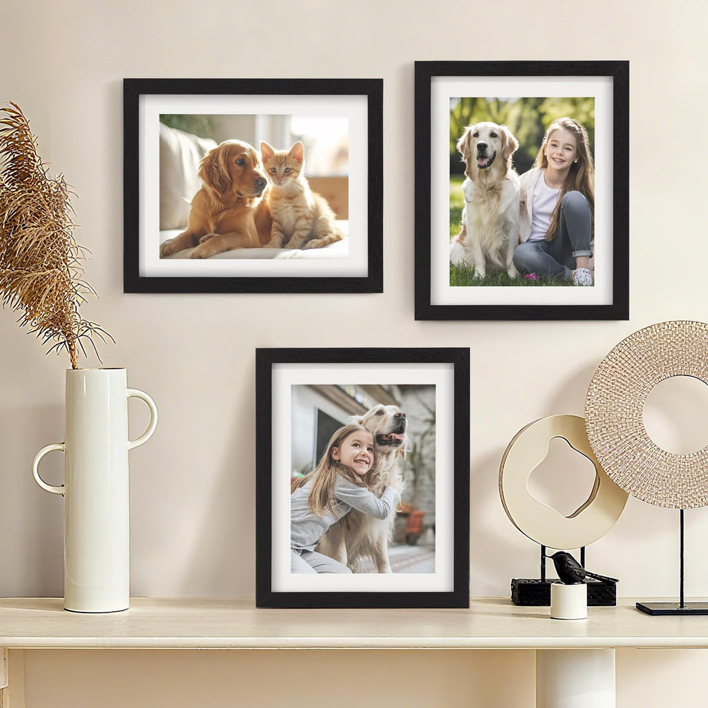 8x10 Picture Frames with 6x8 Mat Set of 2, Black