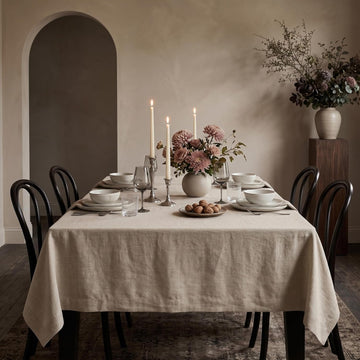 Linen Natural Tablecloth 60 x 108 Inch - 100% Pure Linen Rectangular Tablecloth - Machine Washable T