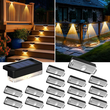 Solar Deck Lights, Solar Step Lights Outdoor Waterproof 16 Packs Warm White