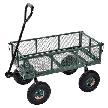Carts - GW3418-GR Steel Utility Garden Wagon, 400 lb. Load Capacity, 21-3/4" Height x 34" Length x 18" Width