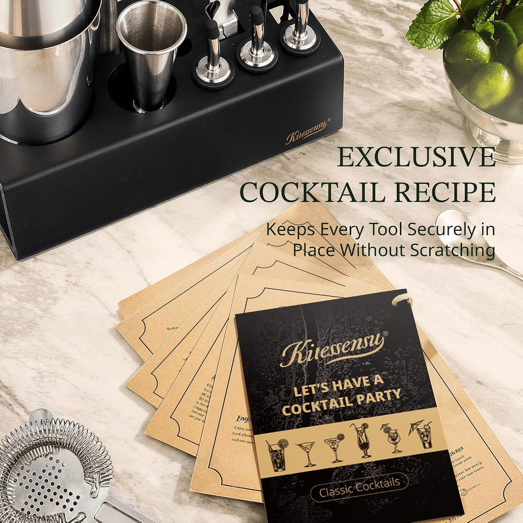 Boston Shaker Set Mixology Bartender Kit | Premium Cocktail Shaker Kit with Stand Professional Home Bar Tools - Set of 15