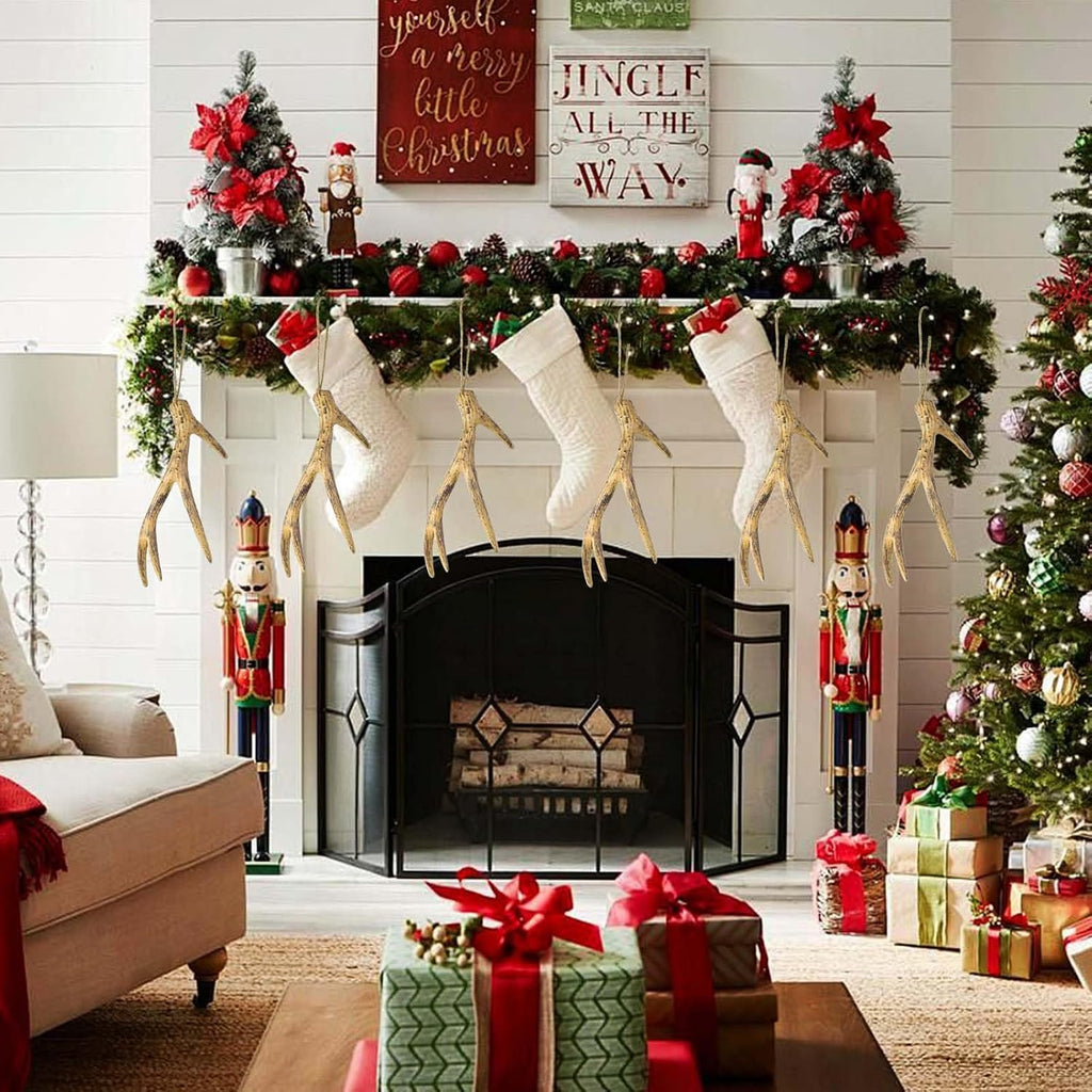 Deer Antler Ornaments Reindeer Antlers Christmas Tree Decor Set - Set of 16