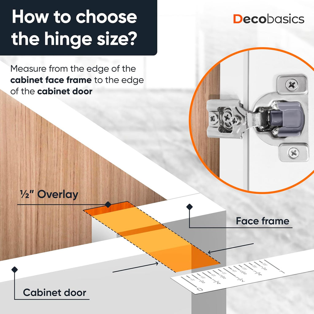 4 Pack Soft Close Cabinet Hinges - 7/16" Overlay Doors, Face Frame Concealed Hidden Hinges - Stainless Steel
