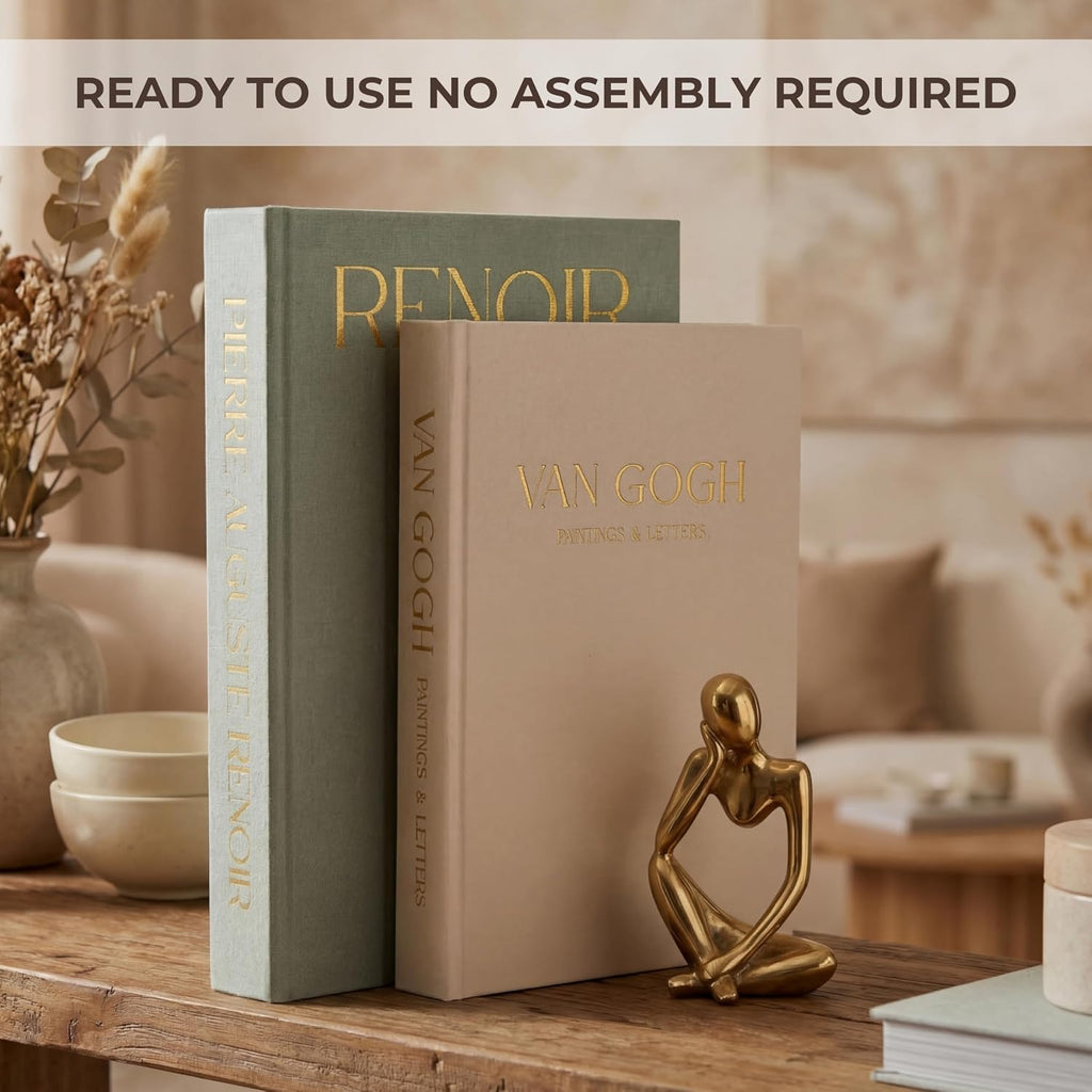 Decorative Books with Hidden Storage - Premium Linen Coffee Table Books, Van Gogh & Renoir Art Decor | Faux - Set of 2