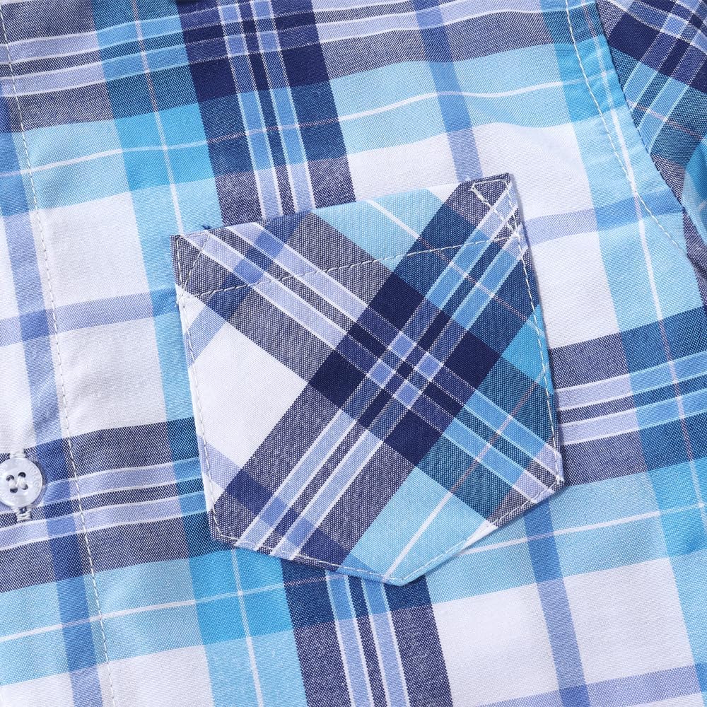 Boys Plaid Shirts Long Sleeve Casual Woven Button Down Shirts