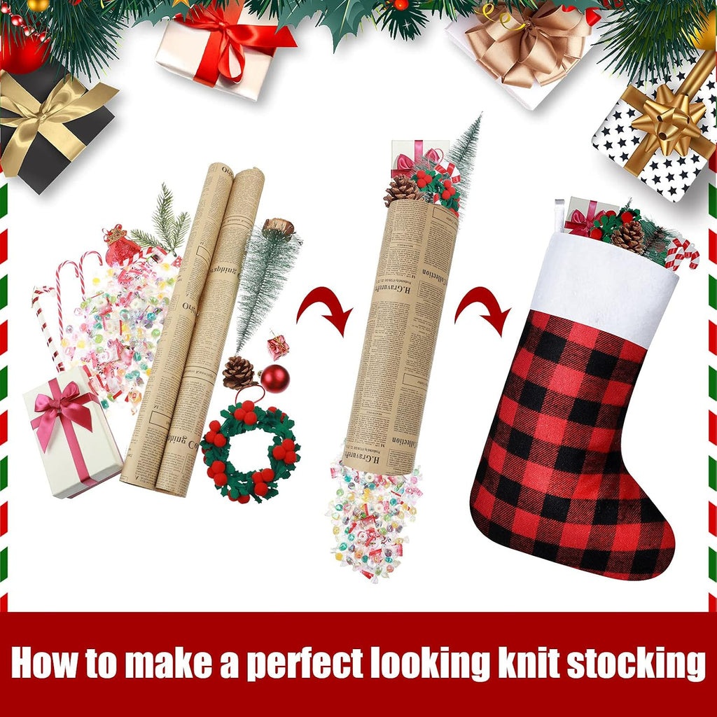 Christmas Stockings Buffalo Plaid for Fireplace,15 Inches - Set of 8