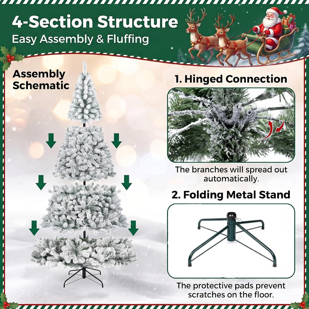 Artificial Christmas Tree, Unlit Snow Flocked