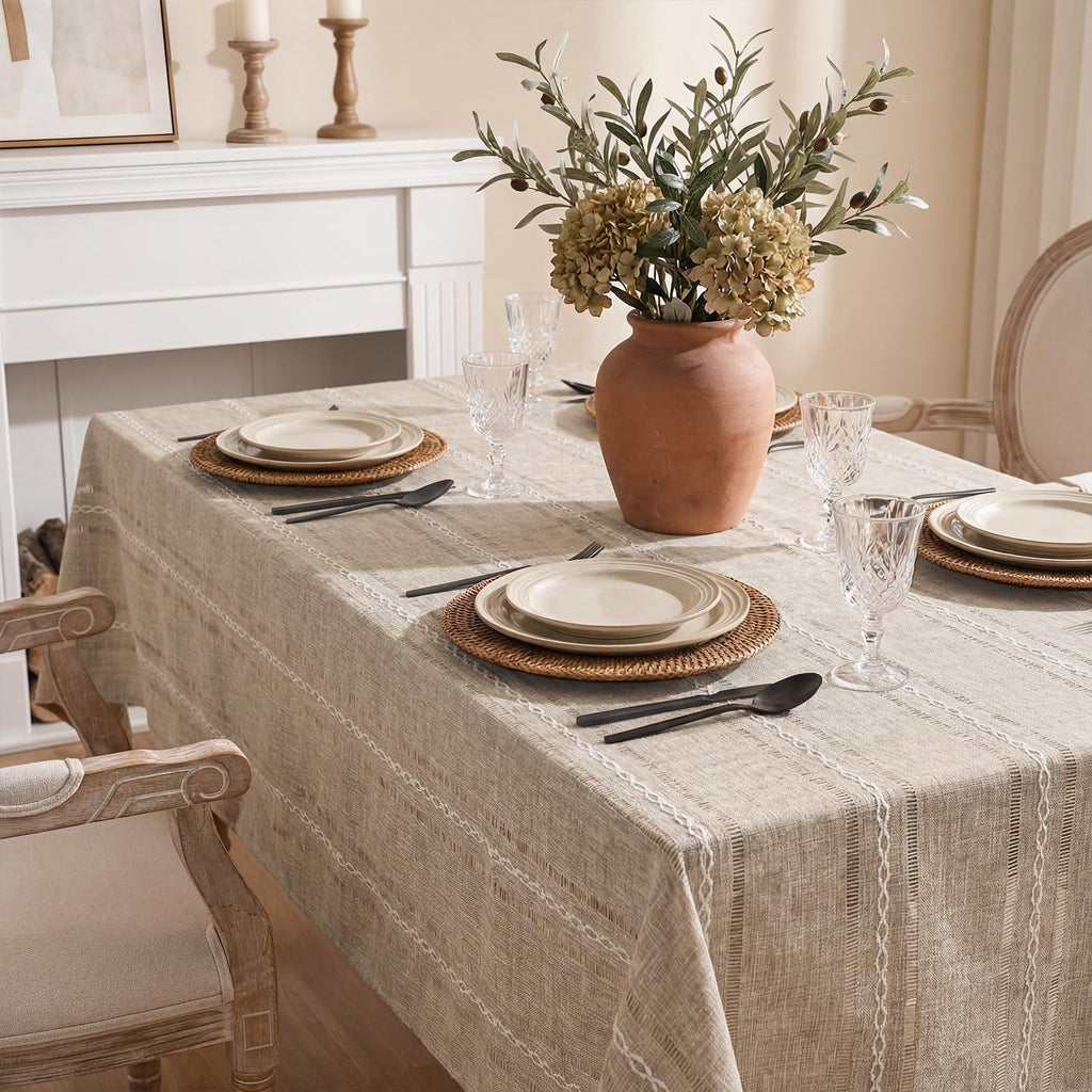 Light Coffee Rectangular Tablecloth, 60×84 Inch, Rustic Style
