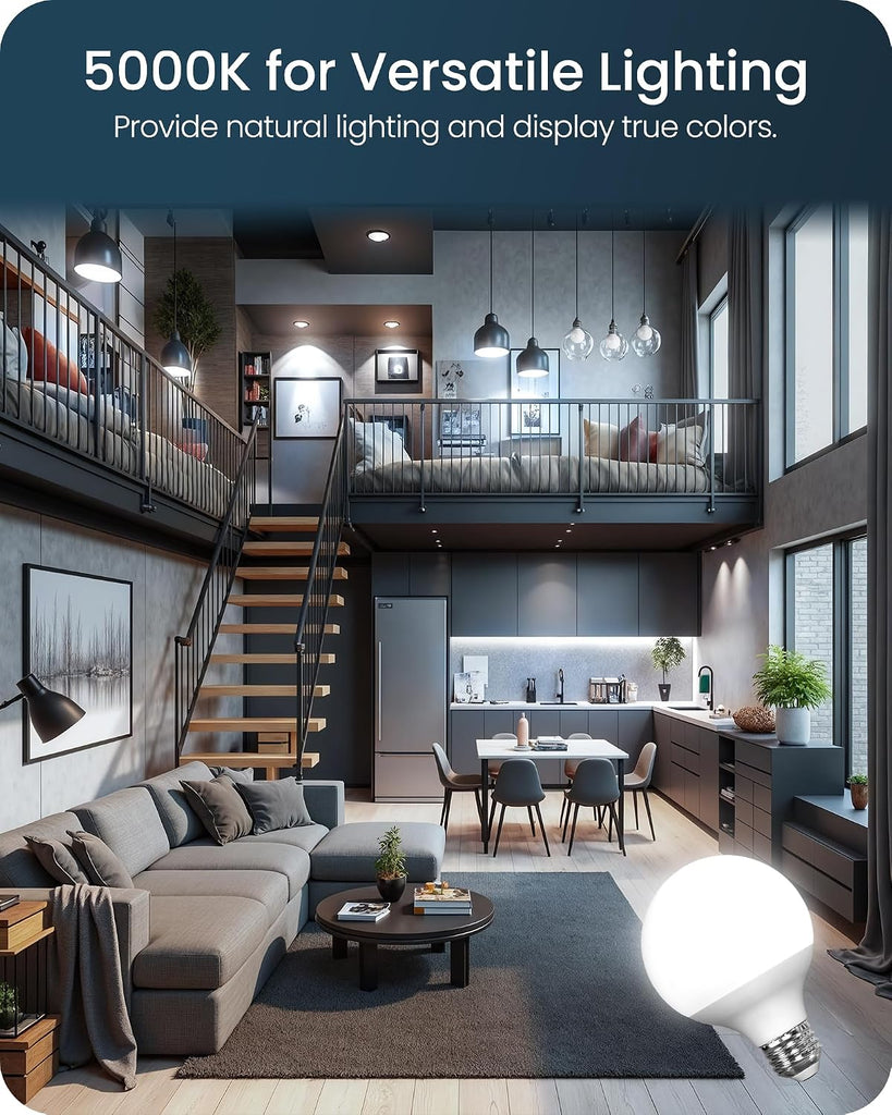 G25 LED Vanity Light Bulbs, 5W (60W Equivalent),5000K Cool White, 450LM, CRI90+, Non-Dimmable, Globe Bulb