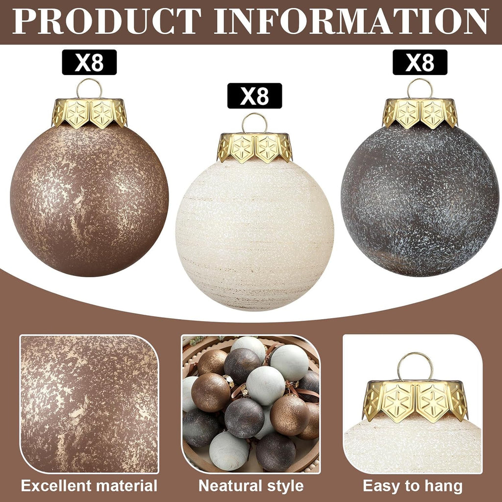 Textured Christmas Ornament 2.36'' Tree Decor,Copper - Set of 24